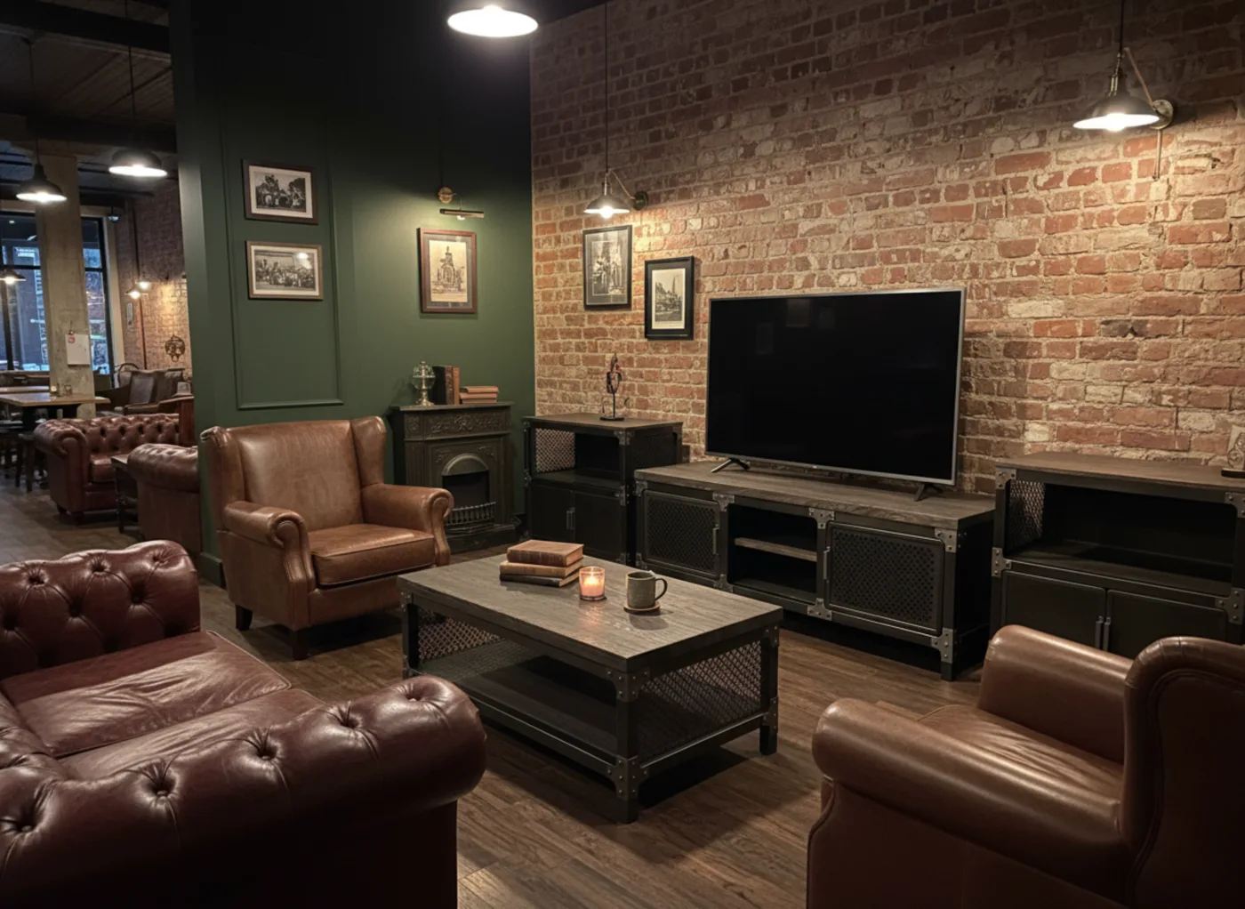 This is three photos coffee table cabinet and tv 20